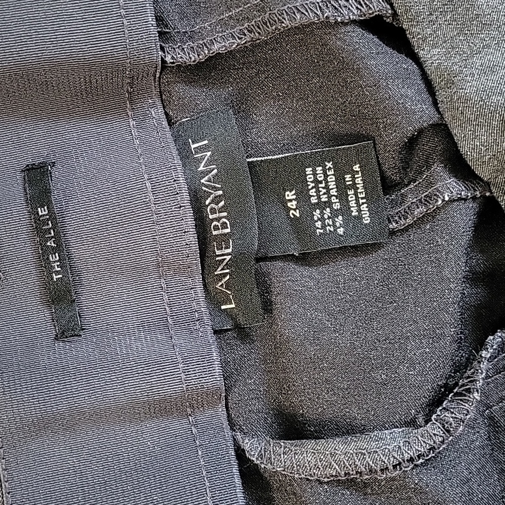 Lane Bryant Dark Grey Heathered Allie Zipper Button Elastic Wide Leg Trousers 24 - Picture 4 of 9